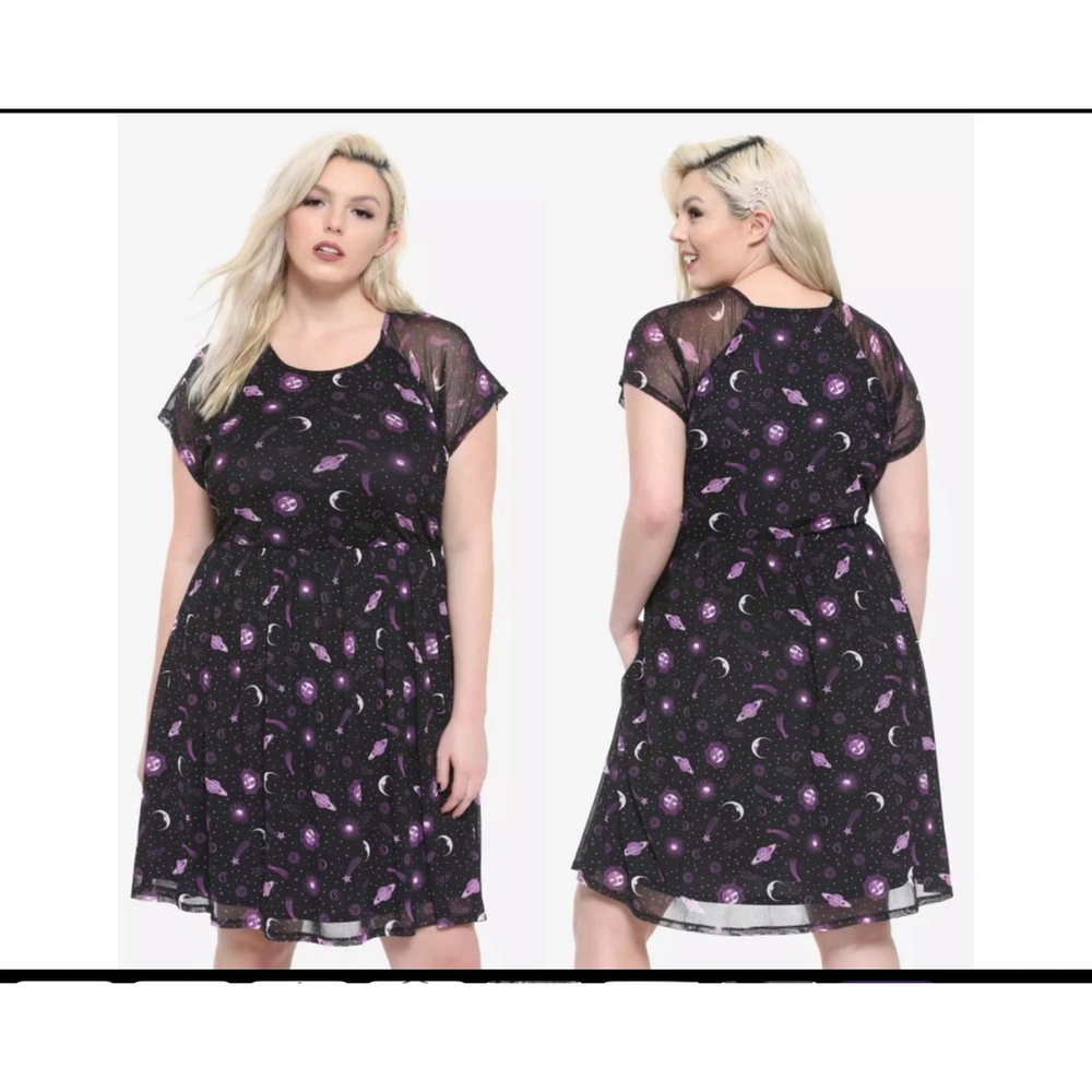 Hot Topic Goth Whimsigoth Witchy Mesh Dress XL Celestial Space Sun Moon Stars